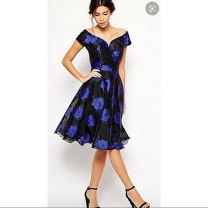 Chi Chi London black and blue floral dress